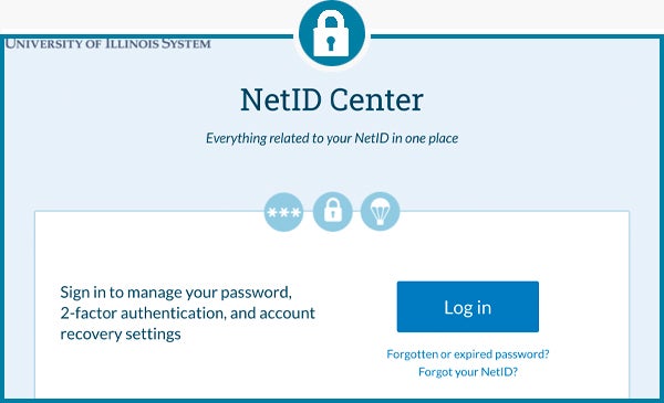 Resetting password using netID center