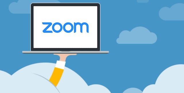 Zoom logo on laptop screen