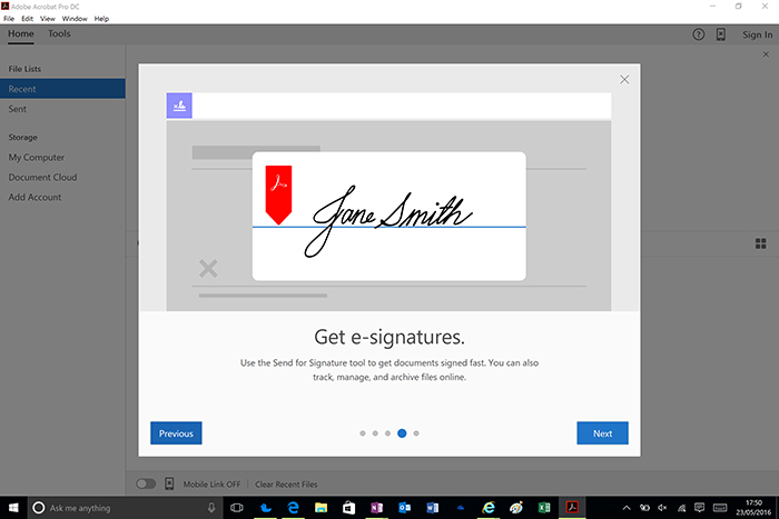 Adobe sign screenshot