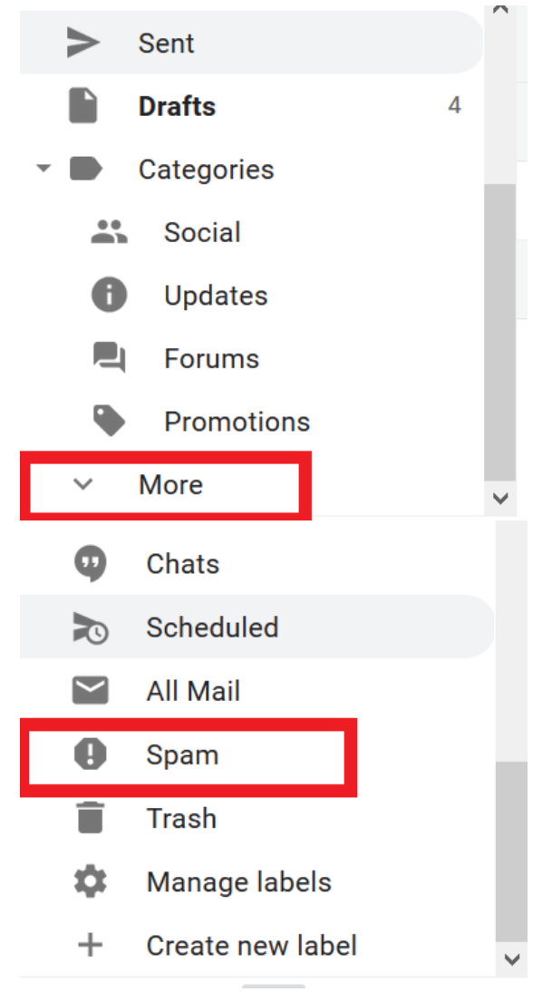 Junk Email folder in Gmail