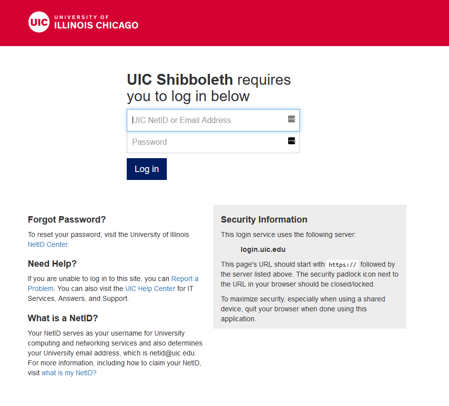 UIC Gmail Login Page