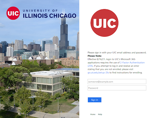 UIC Microsoft Login Page