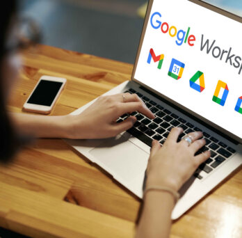 Image of Google workspace logos on laptop for decoration only
                  