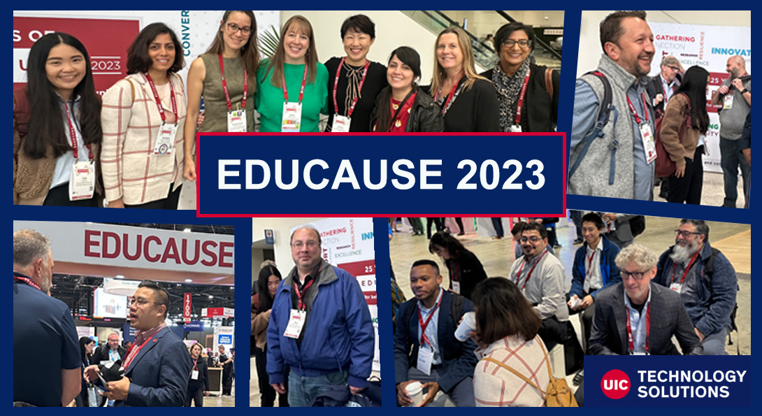 Collage of photos of UIC attendees at Educause 2023