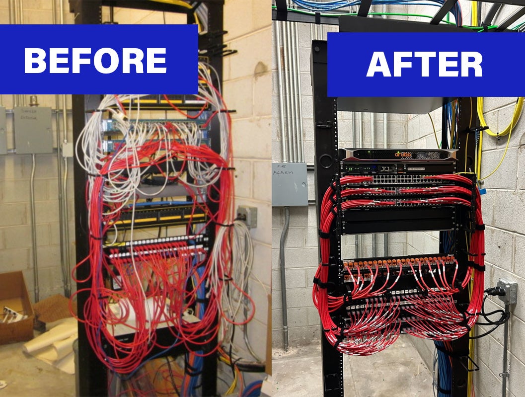 Before and after photo of network upgrade at LHS