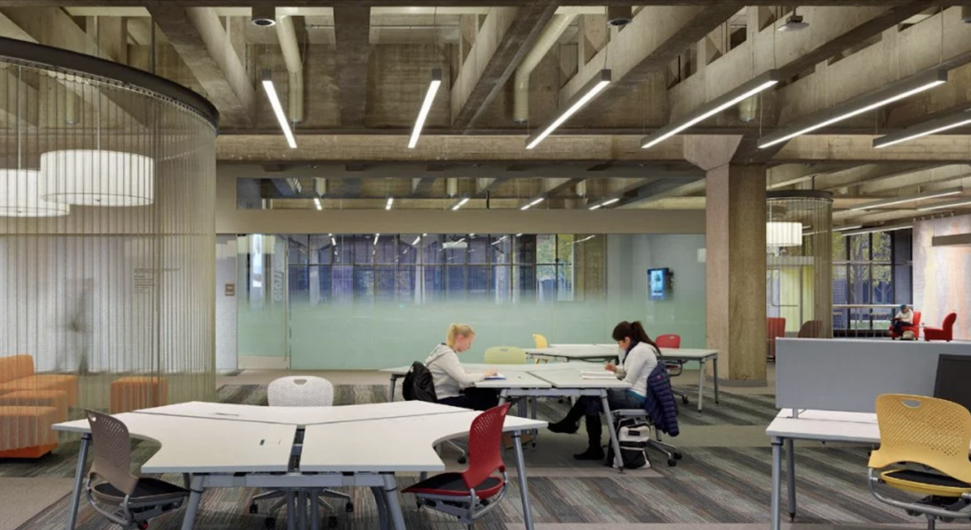 UIC students studying in the Richard Daley Library