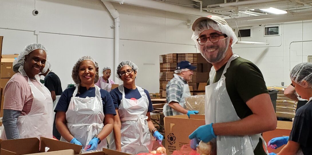 Team sorting onions