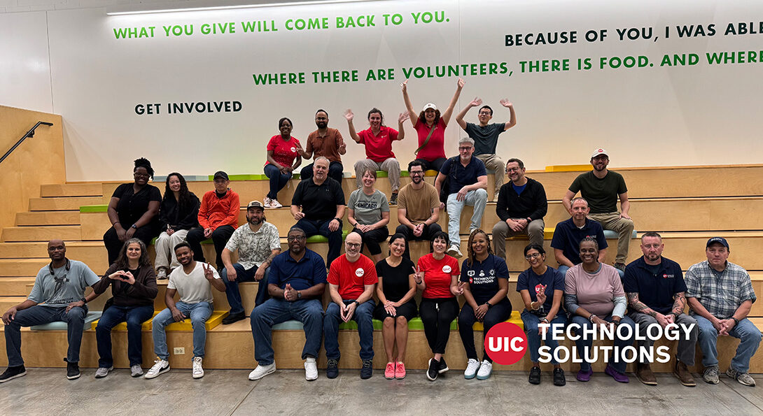 Technology Solutions volunteers posing at Chicago Greater Food Depository